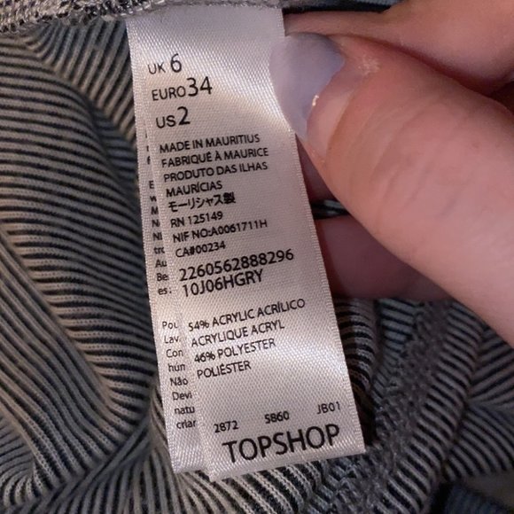 🌷 TopShop Pinstripe Kite Back Layered 3/4 Sleeve Mini Dress Size US 2 - Picture 9 of 11